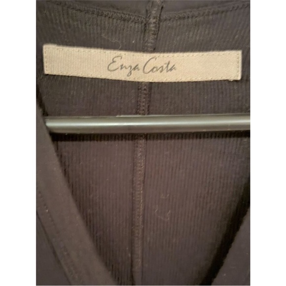 NEW Enza Costa $158 Deep Black V-Neck 100% Pima cotton Top size XS - Picture 4 of 4